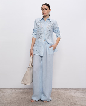 Ermanno Scervino Голубые палаццо из льна D462P723YBY
