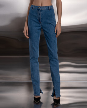 Magda Butrym Блакитні джинси слім з патчем логотипа DENIM09PANTS119424