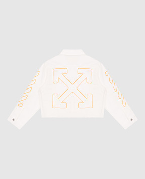 Off-White Біла дитяча джинсова куртка з принтом емблеми Arrow OGYE002S25DEN001