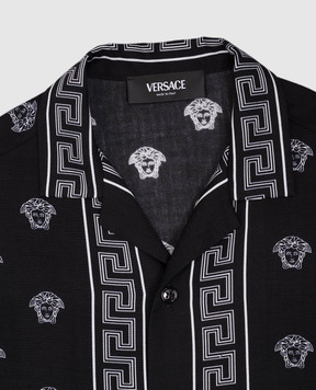 Versace Дитяча чорна сорочка в принт Medusa Bandana 10182611A13057