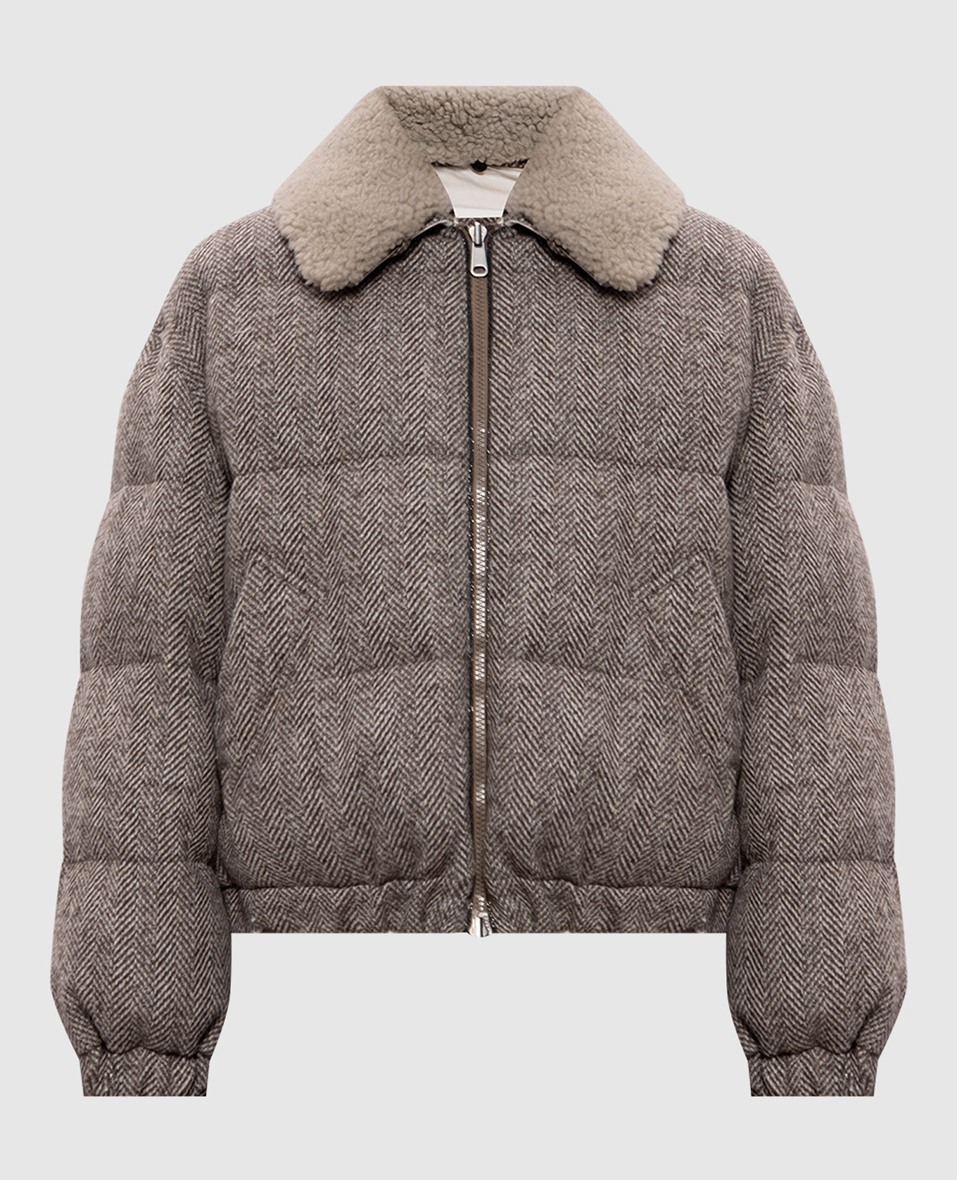 

Коричневая двухсторонняя пуховая куртка с шерстью с мехом, Коричневый, Куртки