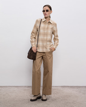 Woolrich Бежева сорочка з вовною в клітинку CFWWSI2002FRUT5008