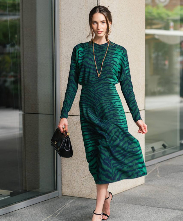 Victoria Beckham - Green animal print midi dress 1124WDR005231B - buy with  European delivery at Symbol