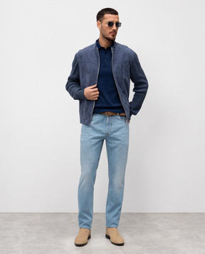 Brunello Cucinelli Блакитні джинси зі шкіряним патчем логотипа M0Z37D3210