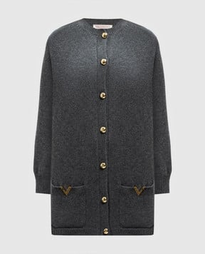 Valentino Серый кардиган из шерсти с логотипом 5B3KA07Z8N2