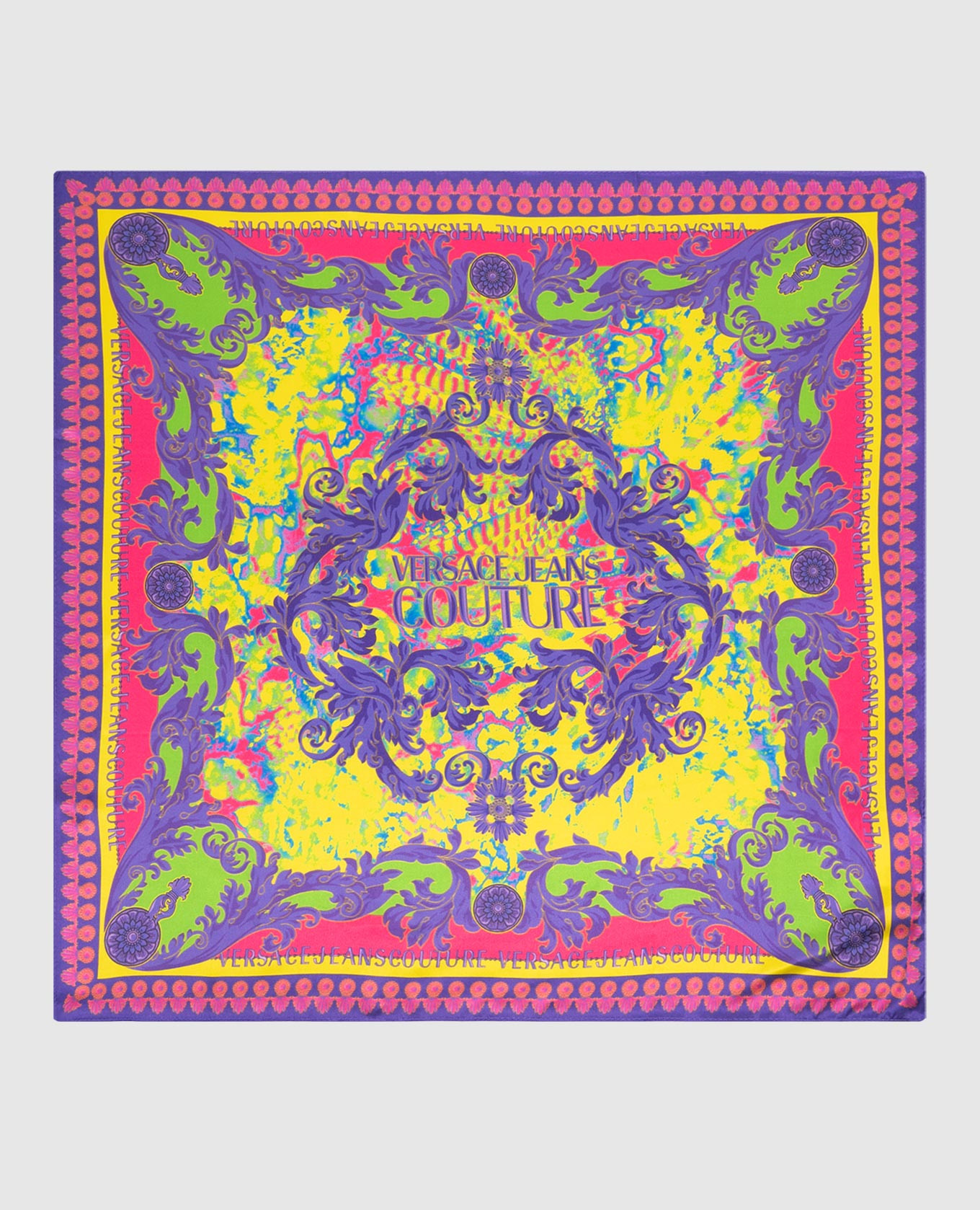 

Платок из шелка в принт с логотипом, Разноцветный, Платки