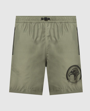 Stefano Ricci Зеленые шорты для плавания с принтом логотипа MYB4100010ARB002
