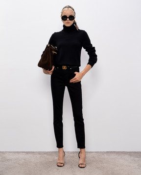 Dolce&Gabbana Чорний светр з вовни з вишивкою монограми логотипа FXW13ZJCVXN