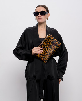 Gianni Chiarini Коричневый кожаный клатч Hermy в анималистичный принт BS3905CAVPL