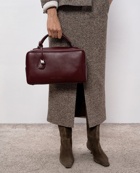 Brunello Cucinelli Бордова шкіряна сумка Explorer Boston з логотипом MBGED2632