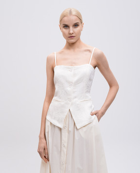 Twinset Белый топ с леном в узор. 251TT2174