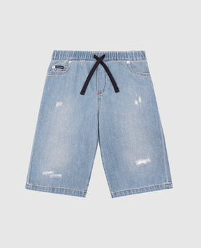 Dolce&Gabbana Детские голубые джинсовые шорты с прорехами L43Q69LDC938