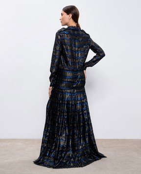 Lanvin Чорна сукня-сорочка максі з шовком з плісуванням W021852314C8A