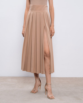 Ermanno Scervino Бежева спідниця-плісе з вовни D452O708IDF