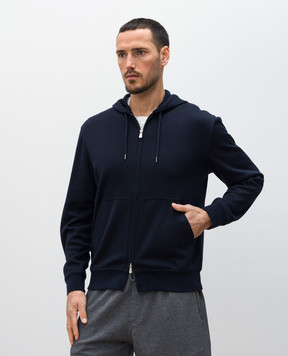 Brunello Cucinelli Синяя спортивная куртка из кашемира и шелка. MM8359069G