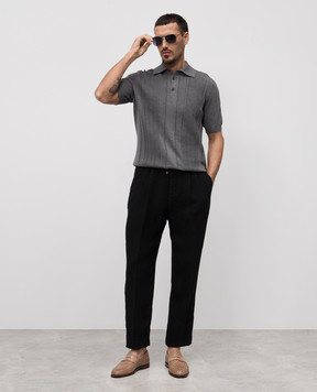 Brunello Cucinelli Чорні штани з льону M243DE1710