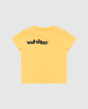 Off-White Детская желтая футболка с принтом логотипа OBXB001S25JER003