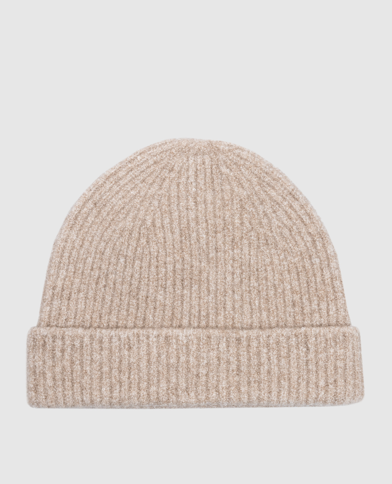 

Бежевая меланжевая шапка Beanie Boucle из кашемира, Бежевый, Шапки