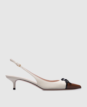 Valentino Бежевые кожаные босоножки с металлической эмблемой логотипа VLogo Signature 6W2S0LL3YEA