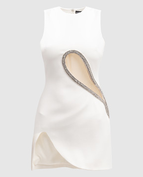 David Koma Біла сукня міні з фігурною вставкою з кристалами RE24DK39D