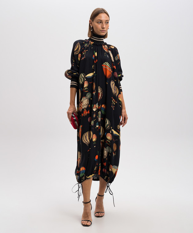 Via Cappella Черное платье в принт DRESS218 изображение 2