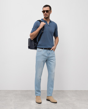 Cashmere&Whiskey Синее поло с леном и кашемиром MU9742312455R