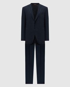 Canali Синий костюм из шерсти в клетку BR058061228019