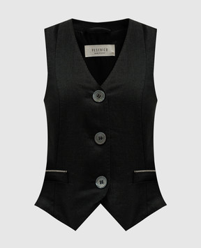 Peserico Откл Черный жилет из льна с цепочкой мониль E0310902606