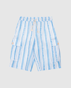 Dolce&Gabbana Детские голубые шорты из льна в полоску L43Q64FS4HU812+