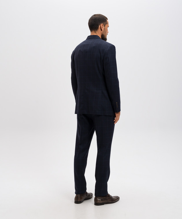 Brunello Cucinelli Синий костюм из шерсти в клетку MN4307BPZ изображение 3