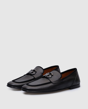 Dolce&Gabbana Черные кожаные лоферы с логотипом A50462A6O70