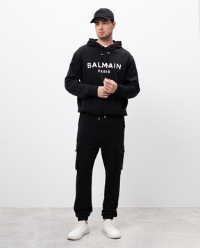 Balmain Черные худи с принтом логотипа DH1JR002BB65