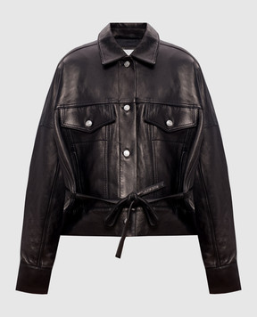 3.1 Phillip Lim Черная кожаная куртка с патчем логотипа P25260879SPQ