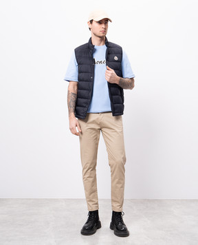Moncler Блакитна футболка з нашивкою логотипа K10918C0001189AJS