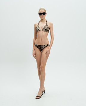 Dolce&Gabbana Коричневый лиф от купальника в анималистичный принт. O1A01JONO11