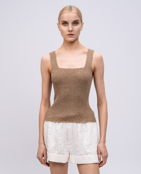 Twinset Бежевый топ с леном с люрексом 251TT3147