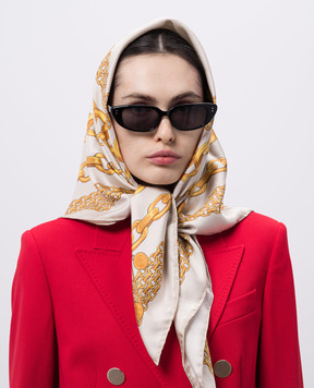 Versace Бежевый платок из шелка в брендовый принт Treasure 10016001A13782