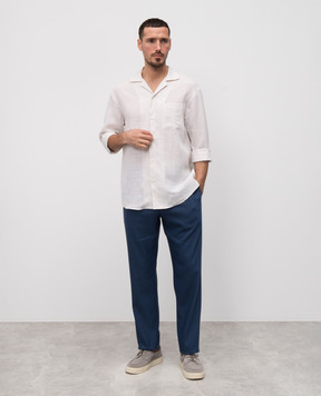 Canali Бежева сорочка з льону у візерунок GL03509CSL2043