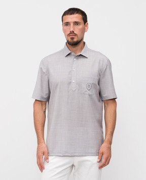 Brunello Cucinelli Серое поло из шерсти с принтом логотип логотип MM6701301F