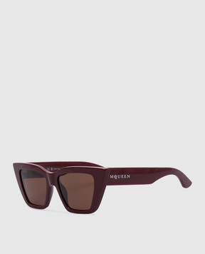 Alexander McQueen Бордові сонцезахисні окуляри Cat-Eye з логотипом 821692J0749