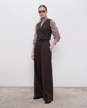 Brunello Cucinelli Коричневый жилет с шерстью на запах MPW07SW706