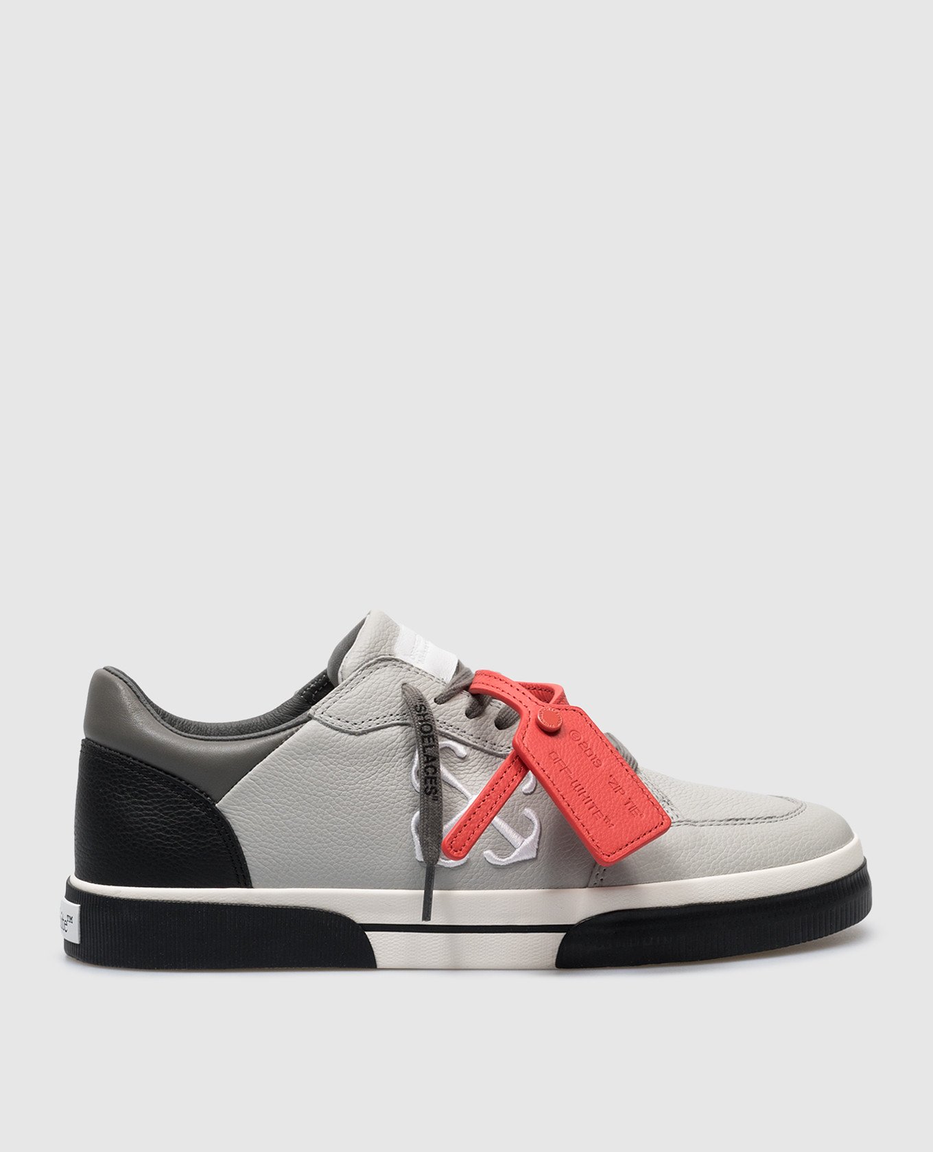 Gray leather sneakers with Arrow logo embroidery