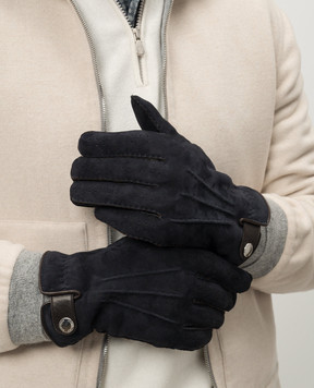 Brunello Cucinelli Синие замшевые перчатки MPMLV93608