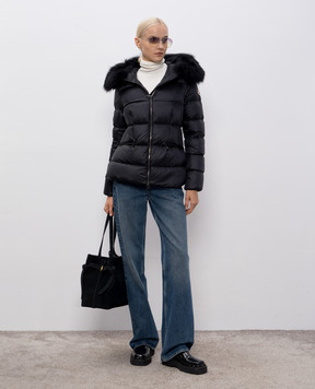 Moncler Черный пуховик Boed с мехом K20931A00099595FE