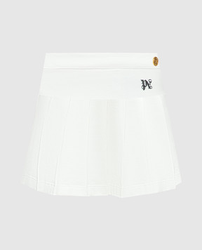 Palm Angels Біла спідниця-плісе з вишивкою монограми логотипа PWCC070S24FAB001