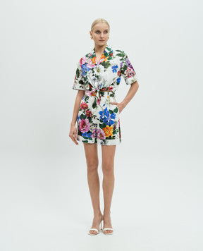 Dolce&Gabbana Белая блуза в цветочный принт F5T30THS5S6