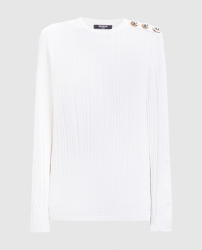 Balmain Білий джемпер в бредовий візерунок FF1KD090KI63