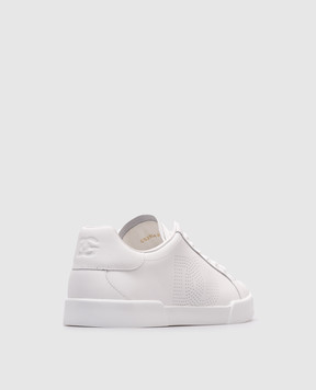 Dolce&Gabbana Белые кожаные кроссовки с логотипом DG CS2324AV066