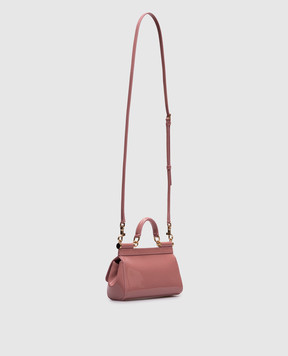 Dolce&Gabbana Розовая кожаная лакированная сумка-мини Sicily с логотипом BB7116B1471
