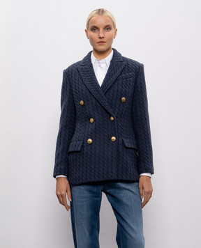 Brunello Cucinelli Синій двобортний жакет з кашеміру M012T7056